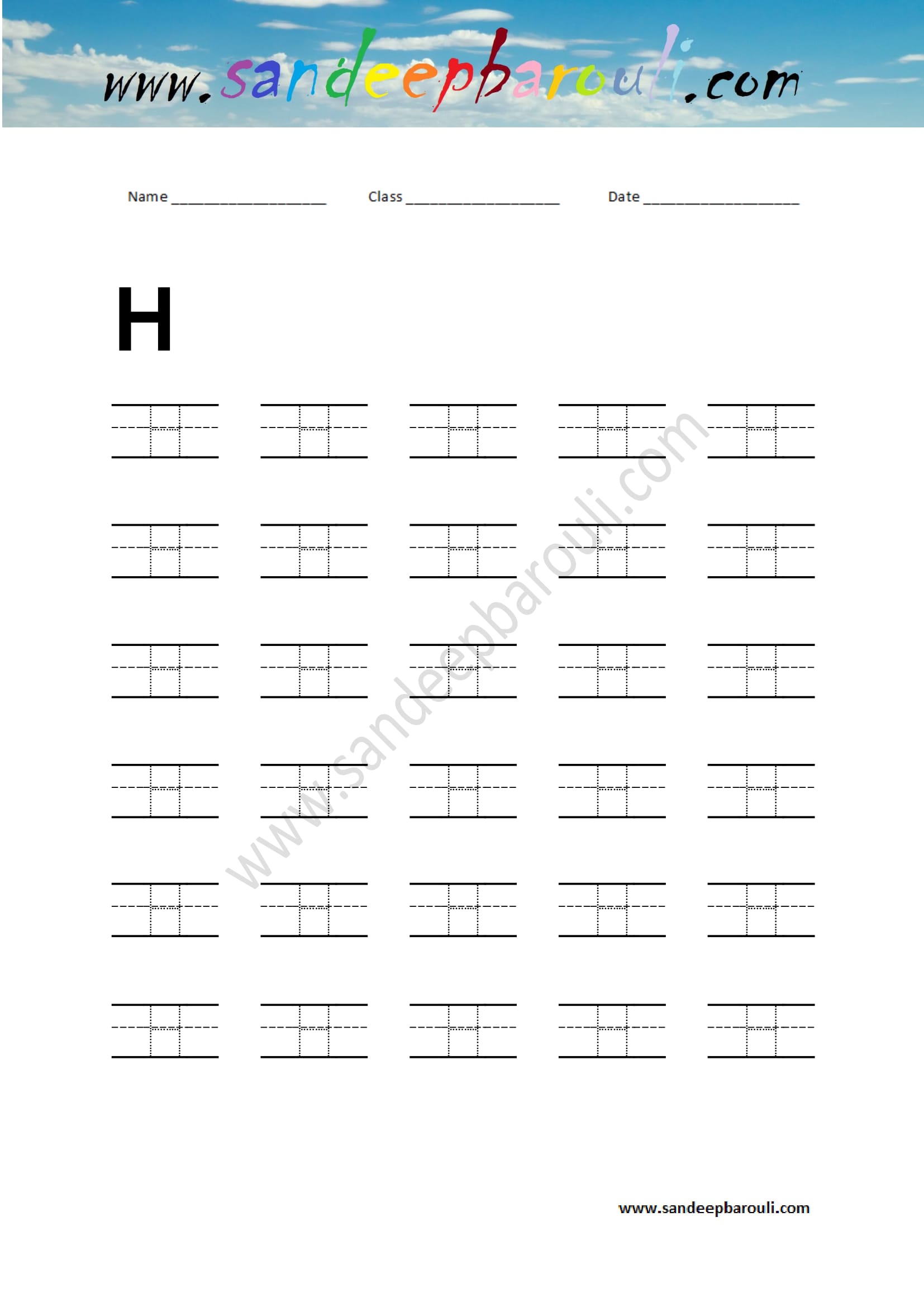 Handwriting Practice Letters H