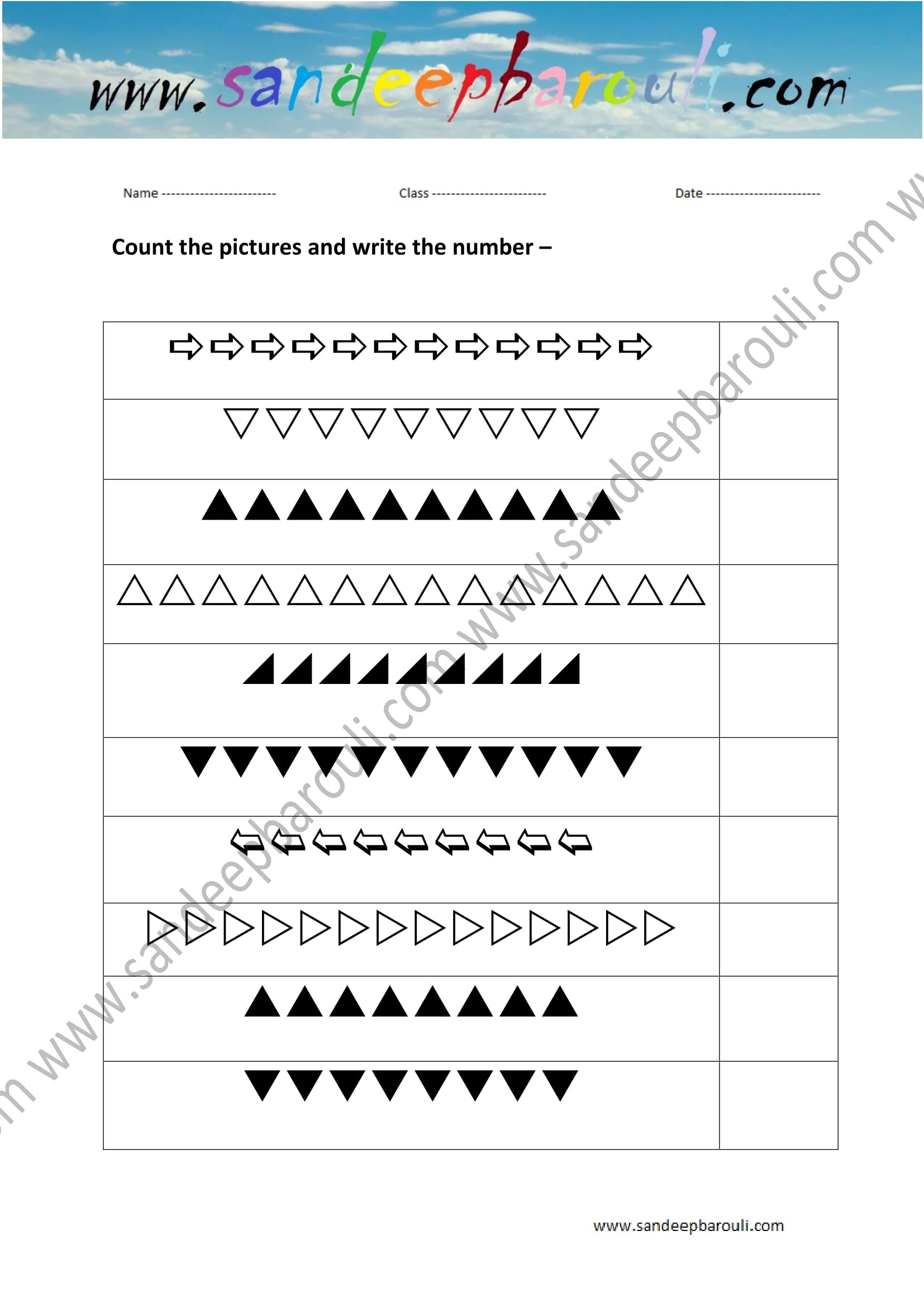 Count the Picture and Write the Number Worksheet (13)