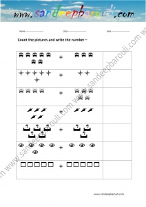 Count the Picture and Write the Number Worksheet (9)