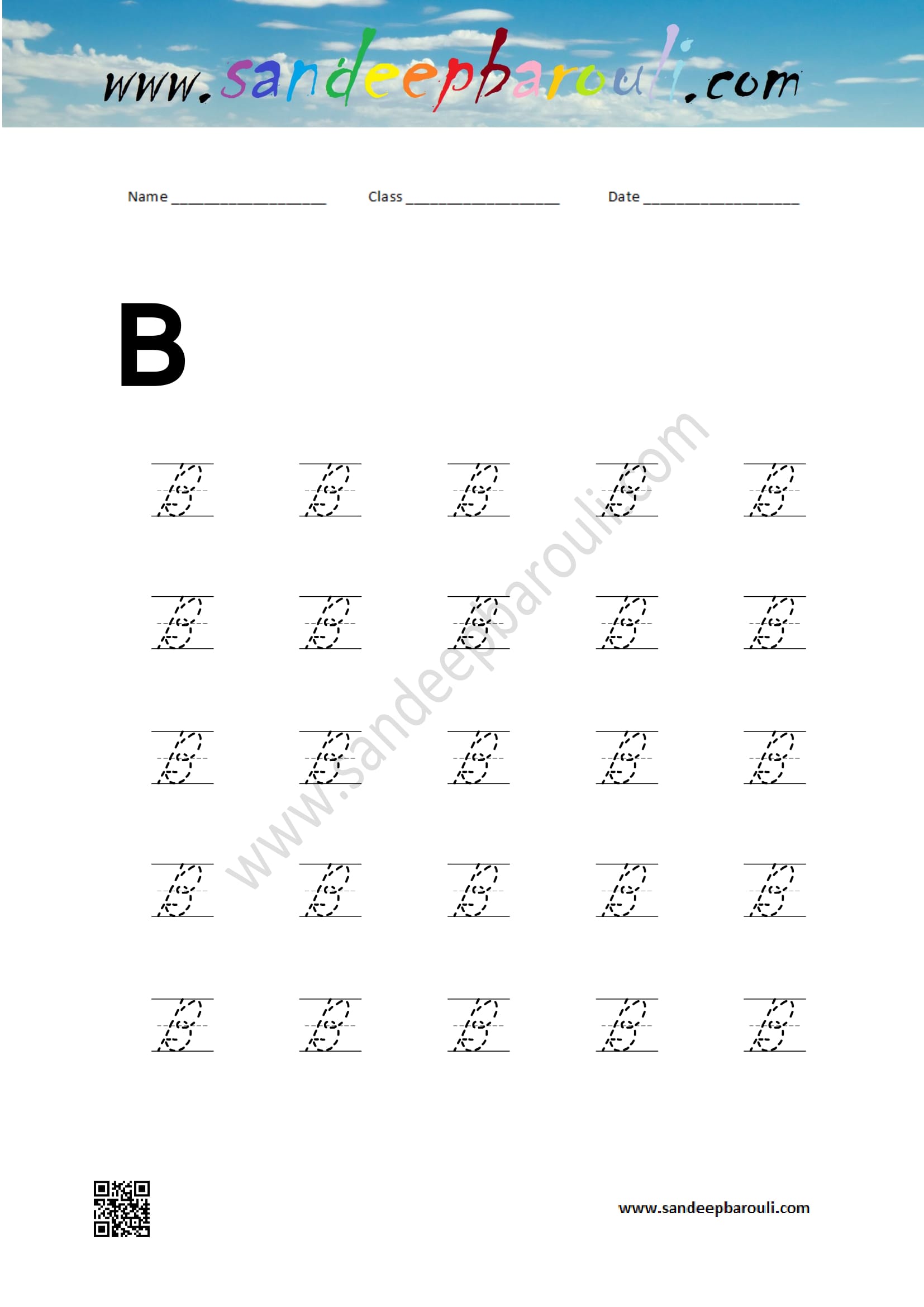 Cursive Writing Worksheet for B