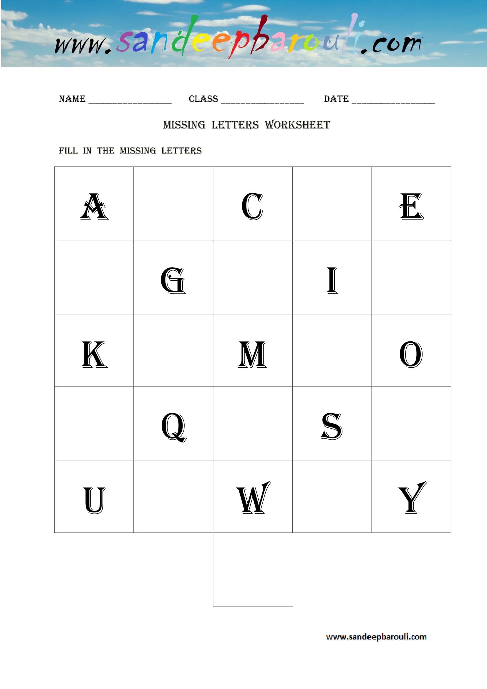 Missing Letters Worksheets Sandeepbarouli Com