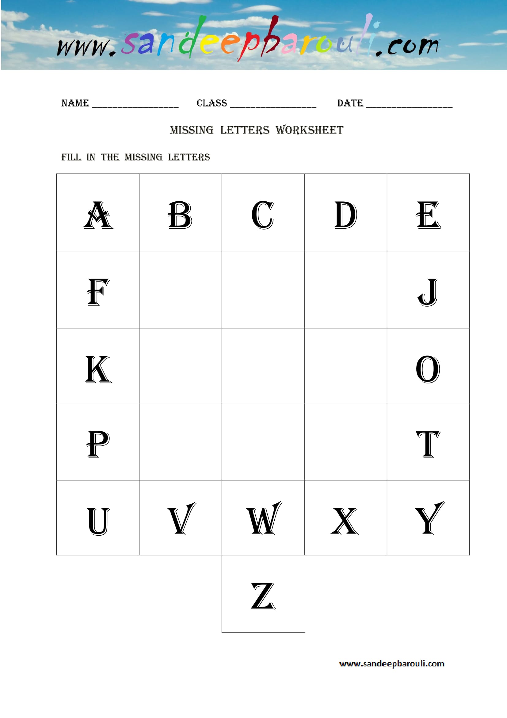 Missing letters Worksheet (12)