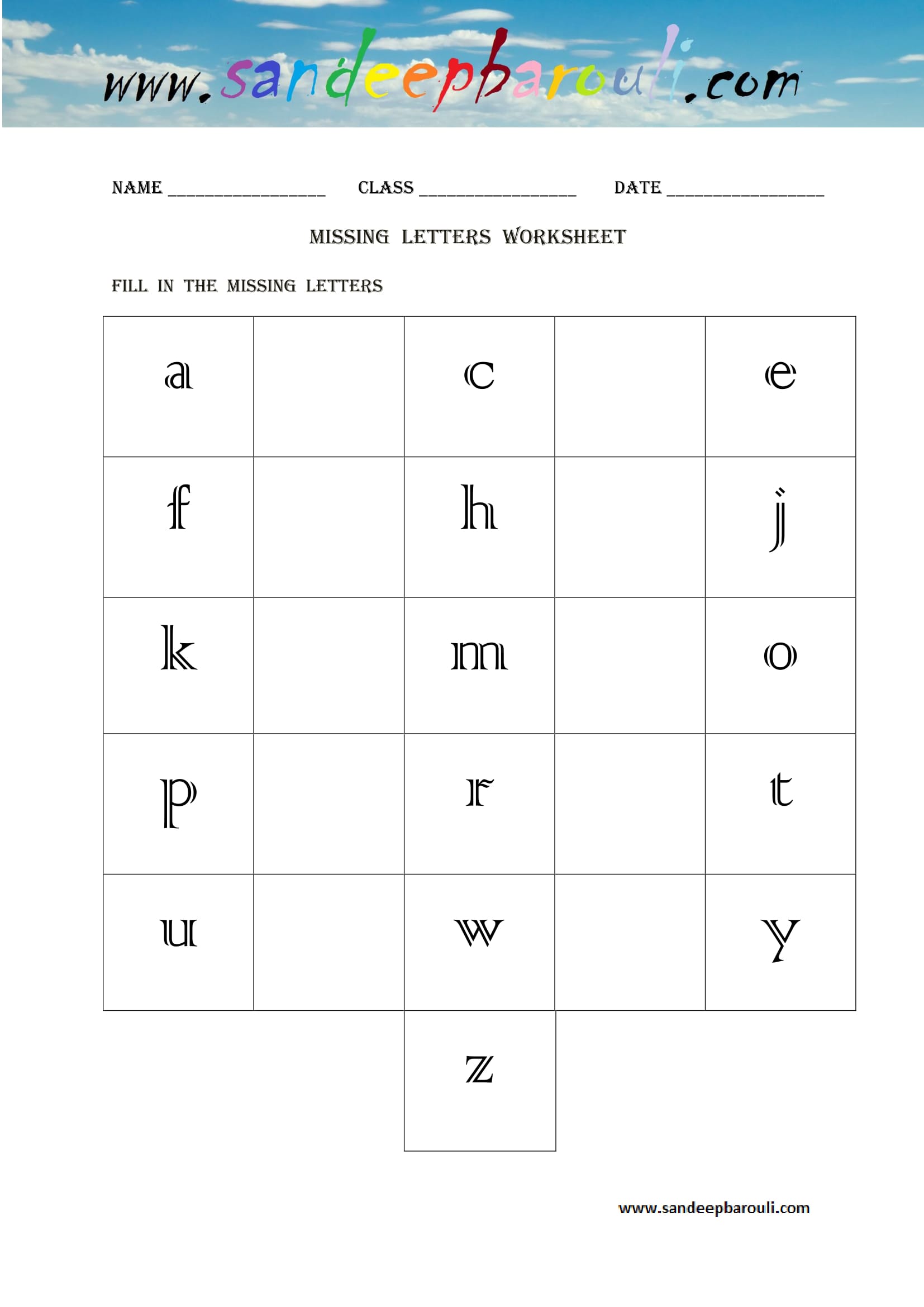 Missing letters Worksheet (17)