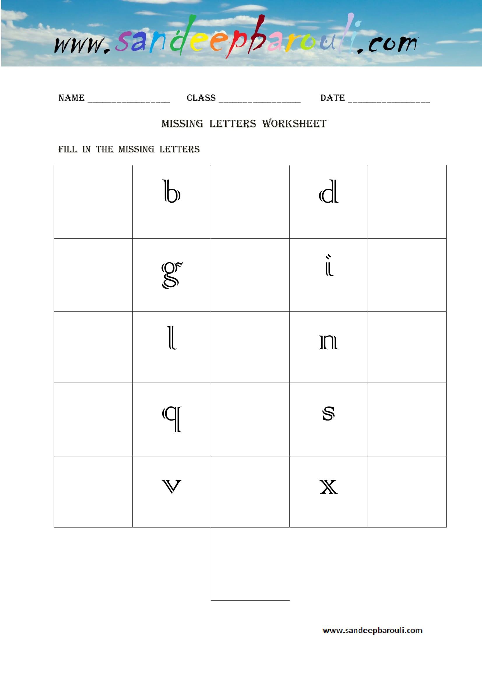 Missing letters Worksheet (18)