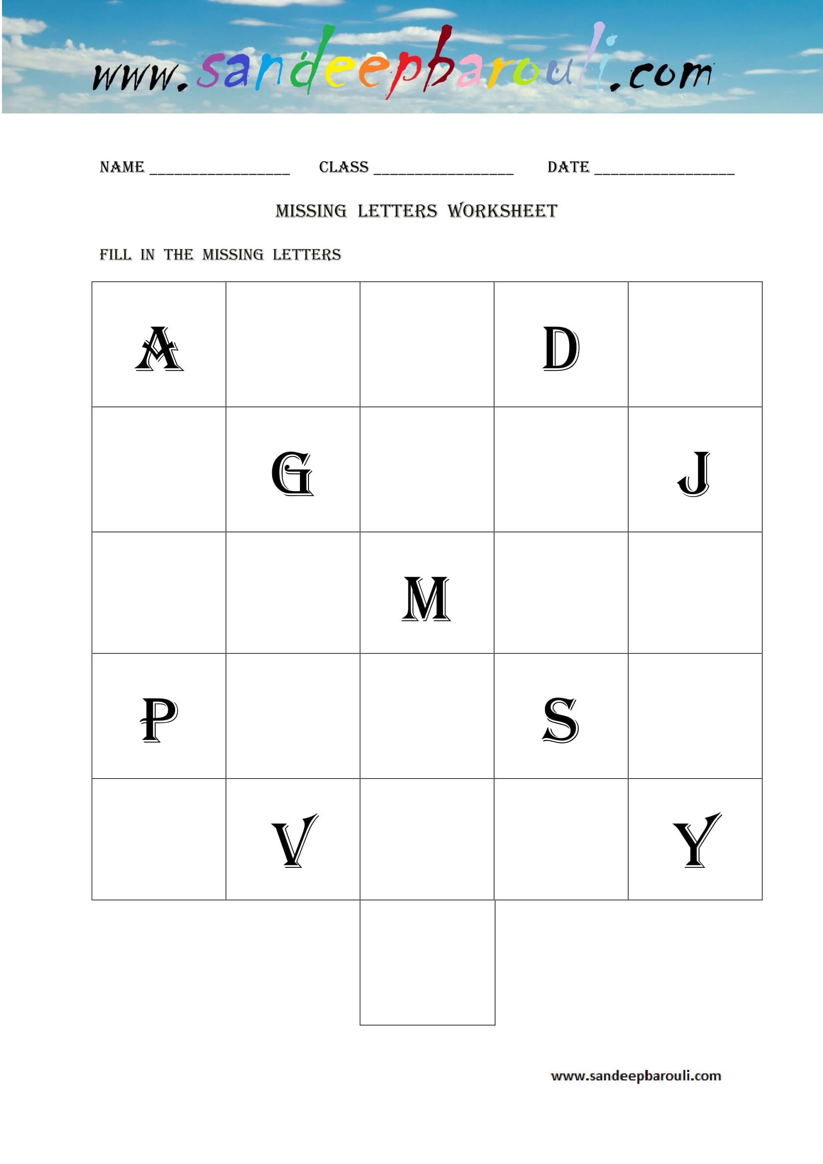 Missing letters Worksheet (3)