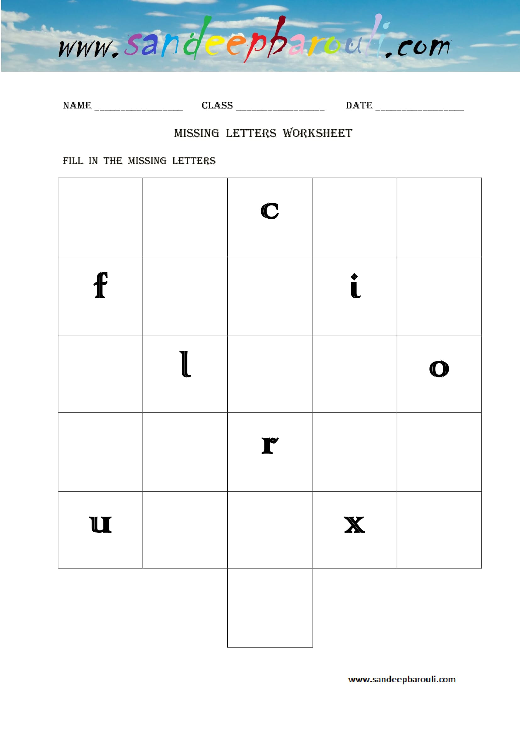 Missing letters Worksheet (5)