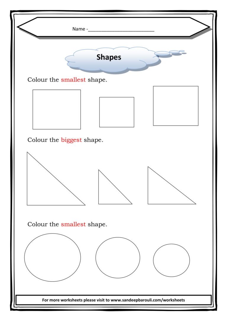 Shapes Worksheet for class 1 – SandeepBarouli.Com
