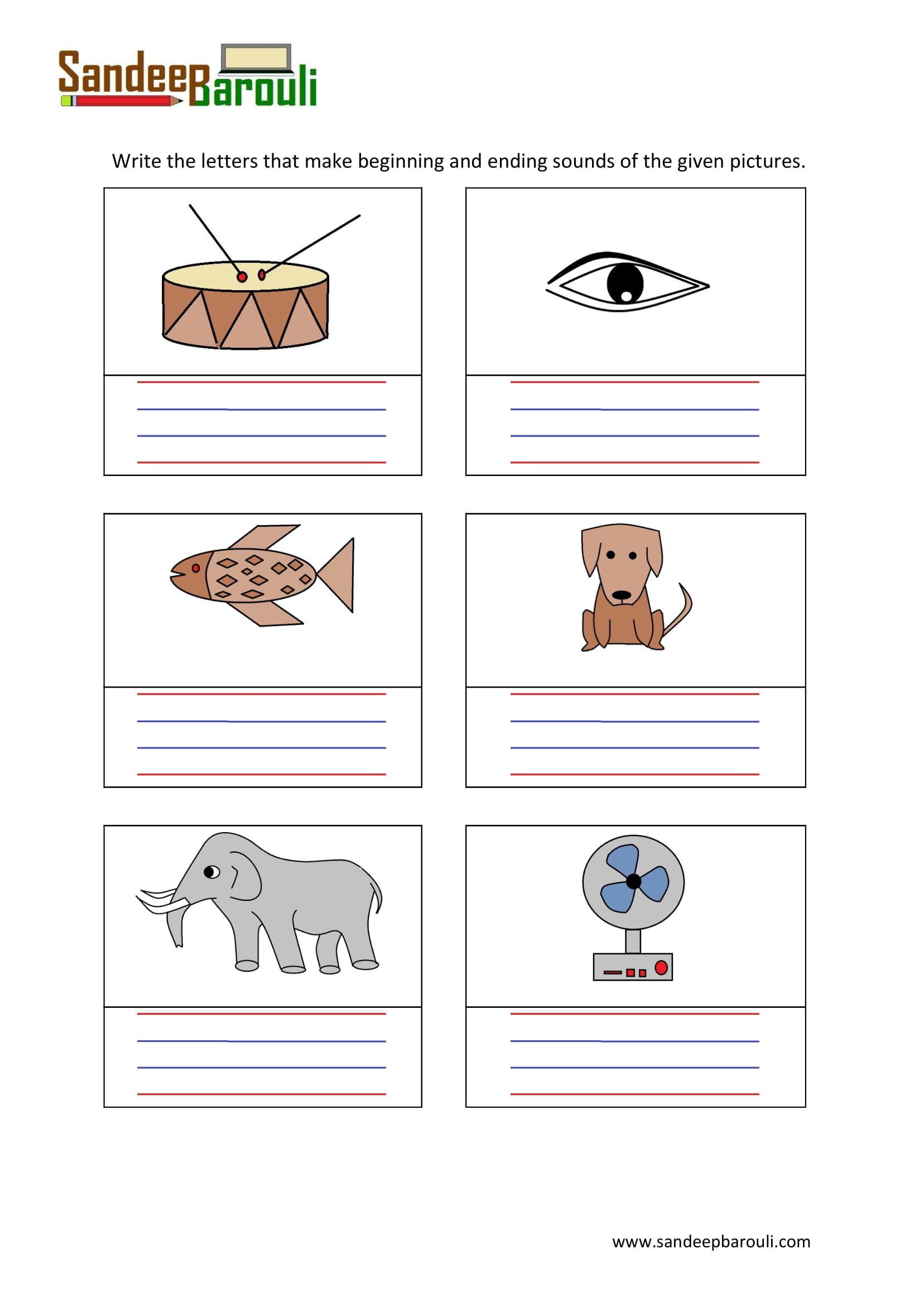 Write The First Letter Of The Picture Worksheets Pdf 3 Each Worksheet Features A Different 