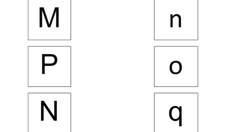 Match the uppercase letter with lowercase letter M to Q-1