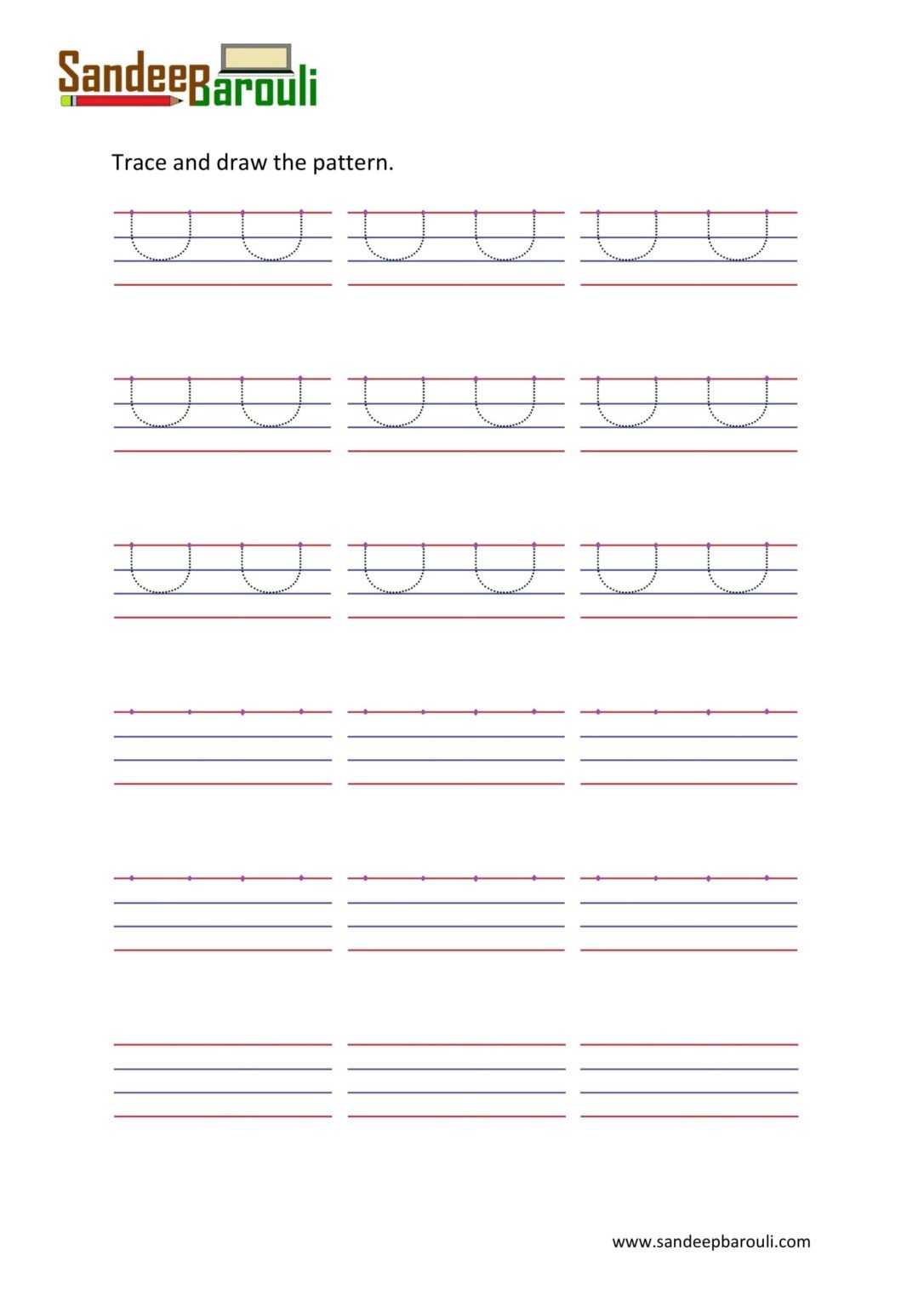 Trace and draw the patterns (9 Worksheets) – SandeepBarouli.Com